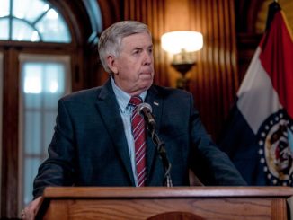 JEFFERSON CITY, MO - MAY 29: Gov. Mike Parson listens to a media question during a press conference to discuss the status of license renewal for the St. Louis Planned Parenthood facility on May 29, 2019 in Jefferson City, Missouri. Parson stated that the facility still had until Friday to comply with the state in order to renew the license. (Photo by Jacob Moscovitch/Getty Images)